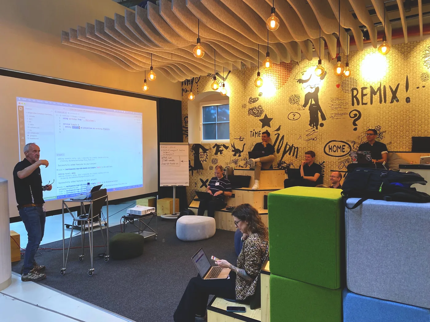 A CAP CDS service definition on the screen during the hands-on CodeJam